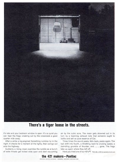 Great American print ads - 1964 Pontiac - Theres a Tiger loose