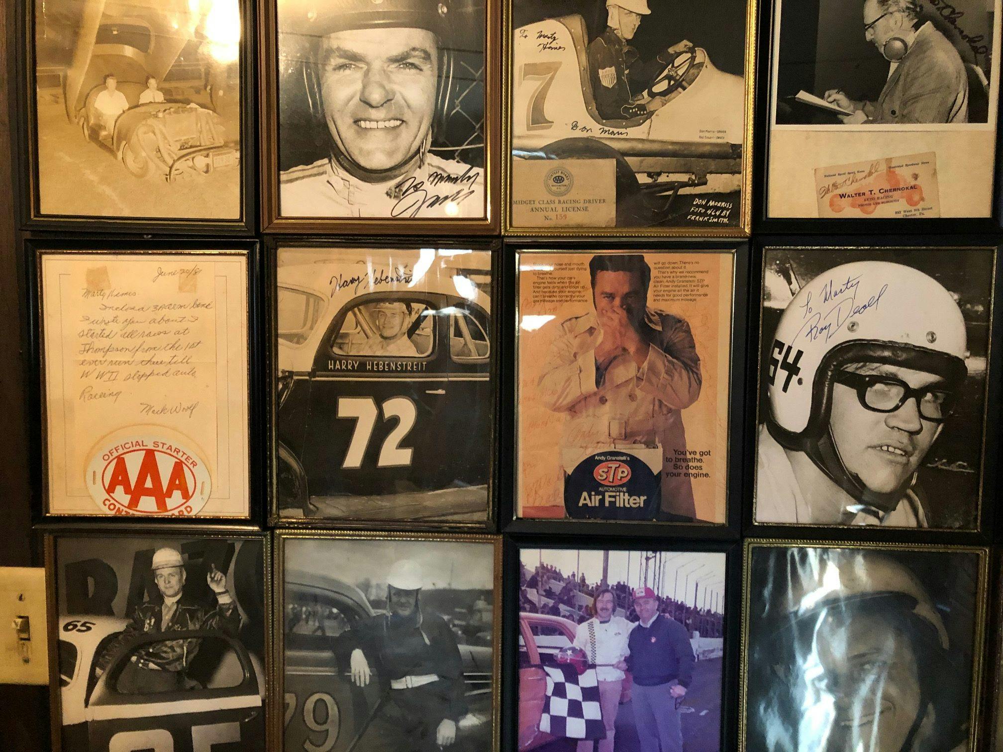 Himes Museum photo wall of racers