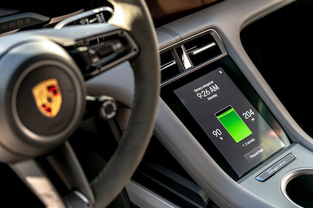 Porsche Taycan interior Battery Tech Info Screen