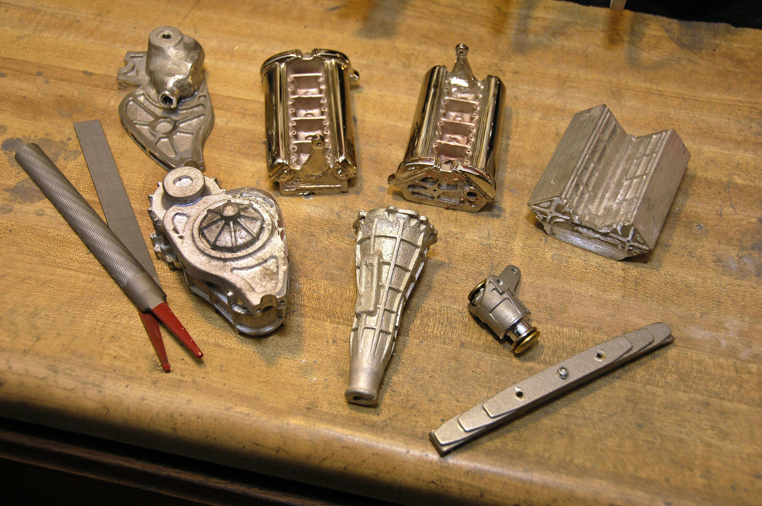 ferrari scale model parts on table detail