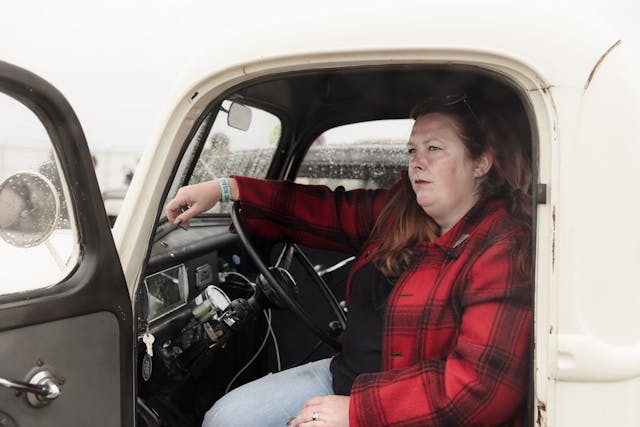 Pendine Sands casual driver behind wheel seated