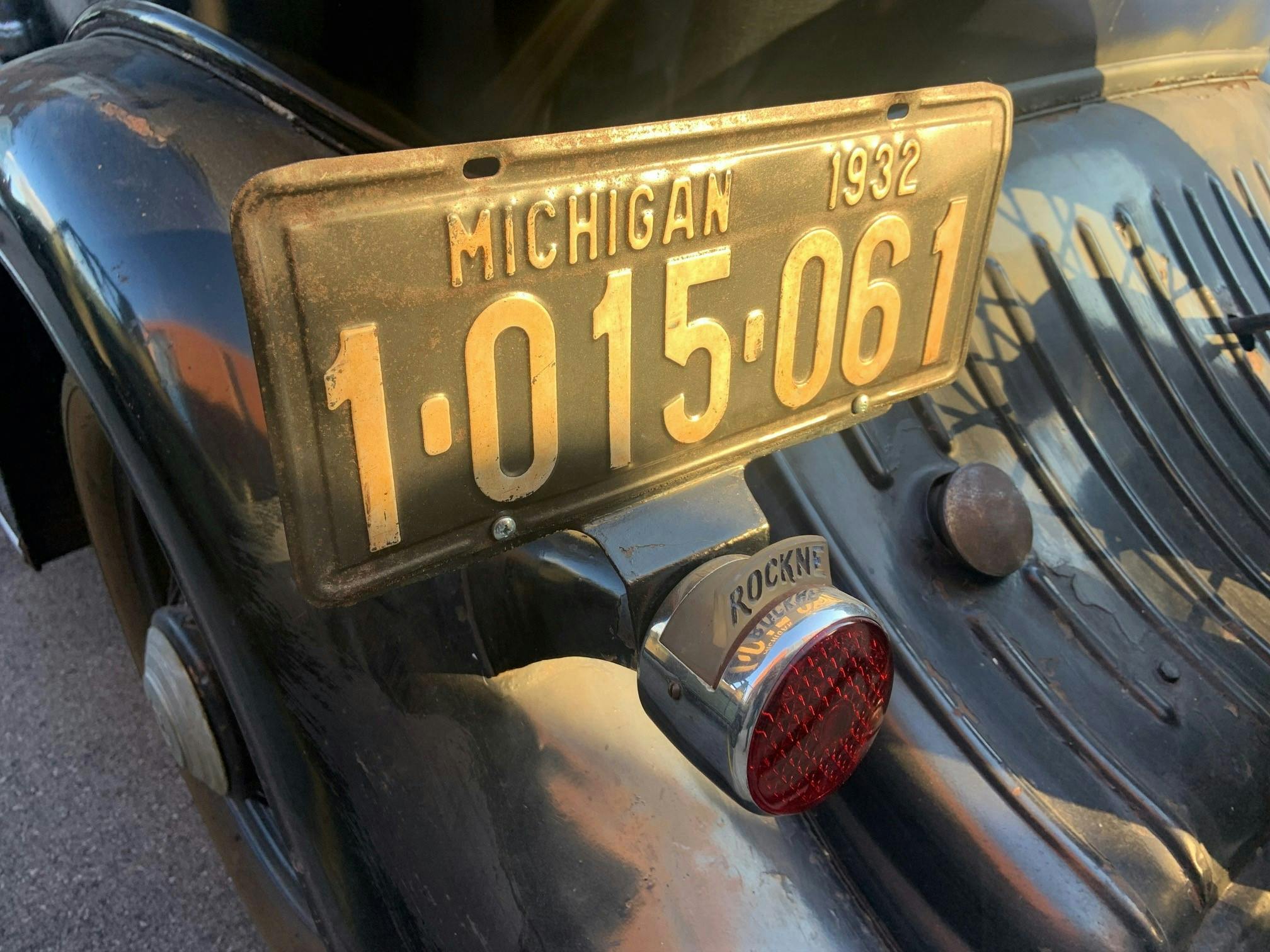 1932 Rockne - rear license plate
