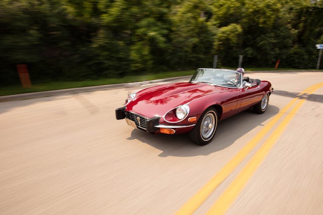 Jaguar E-type on the road