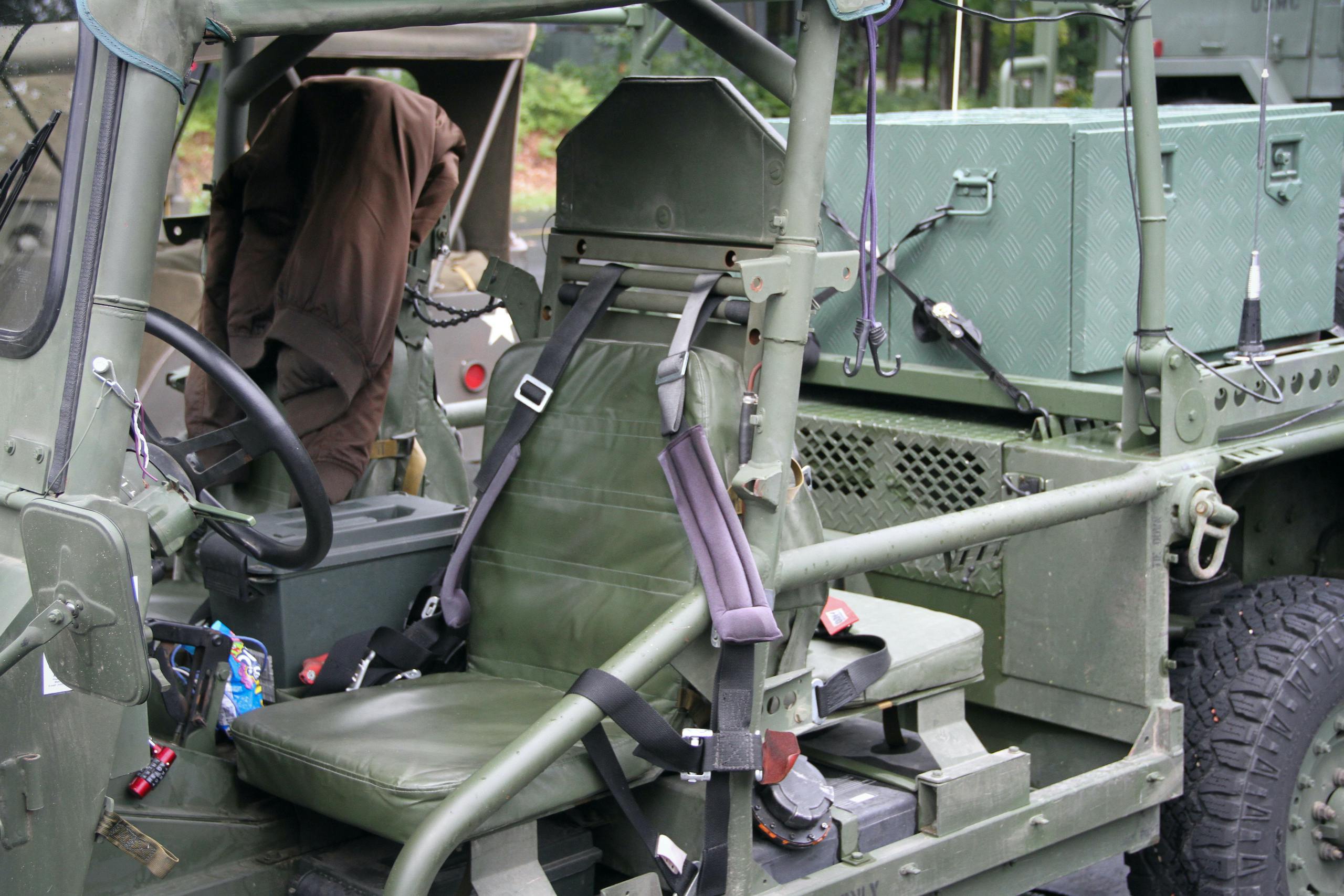 Military vehicle convoy interior seat