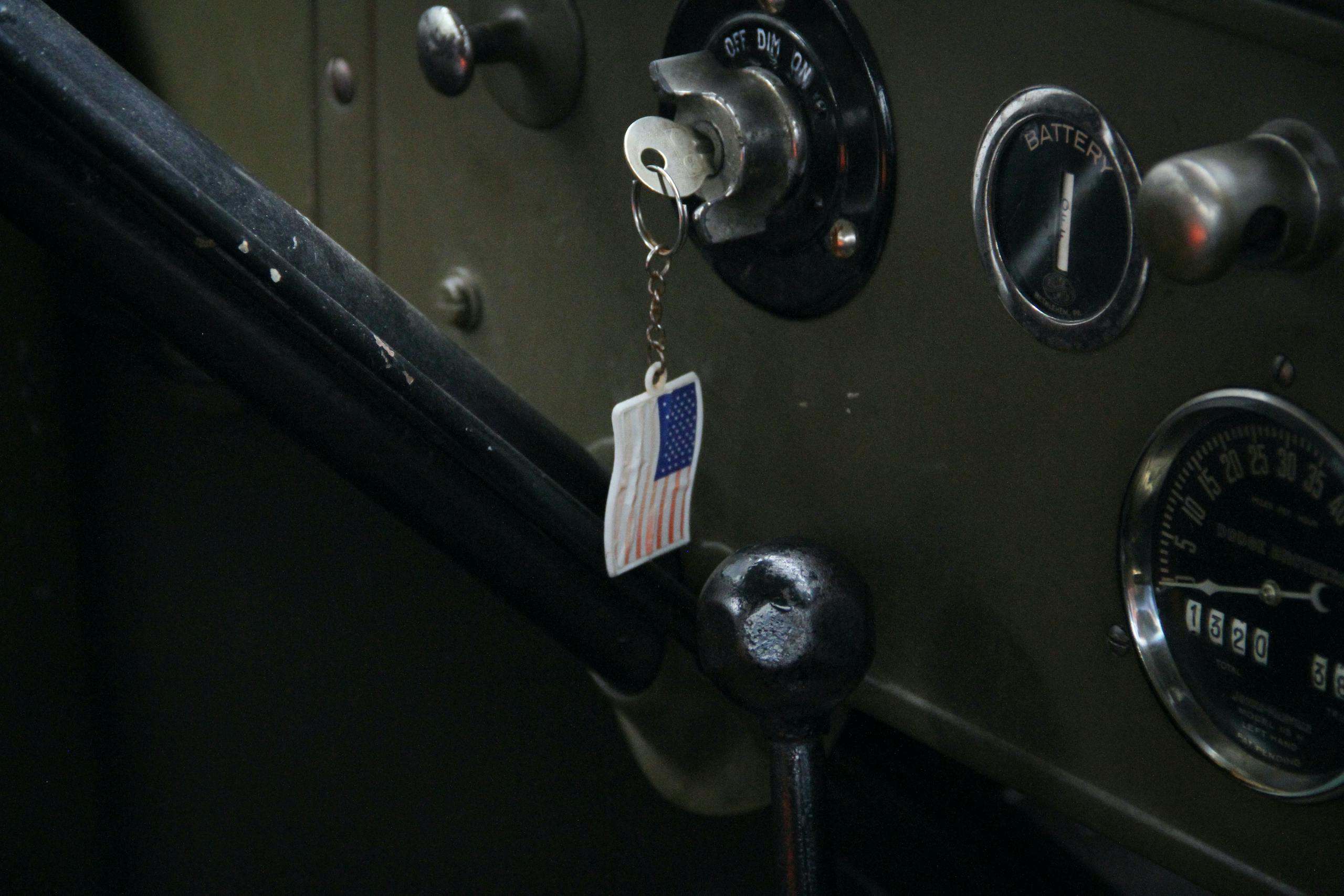 Military vehicle convoy interior flag keychain