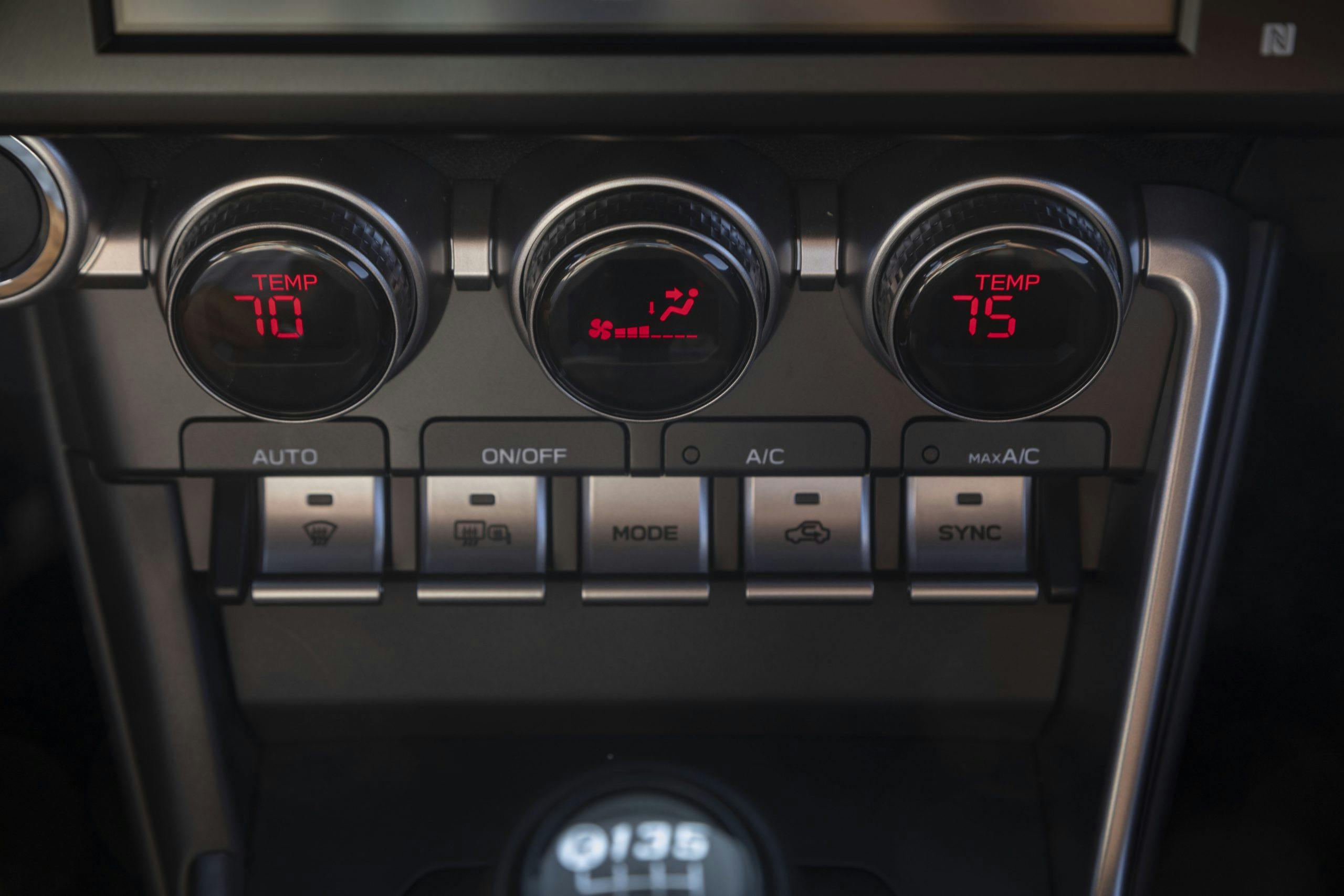 2022 Subaru BRZ interior climate controls