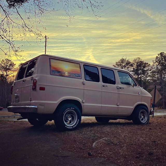 Vintage Van rear three-quarter sunset