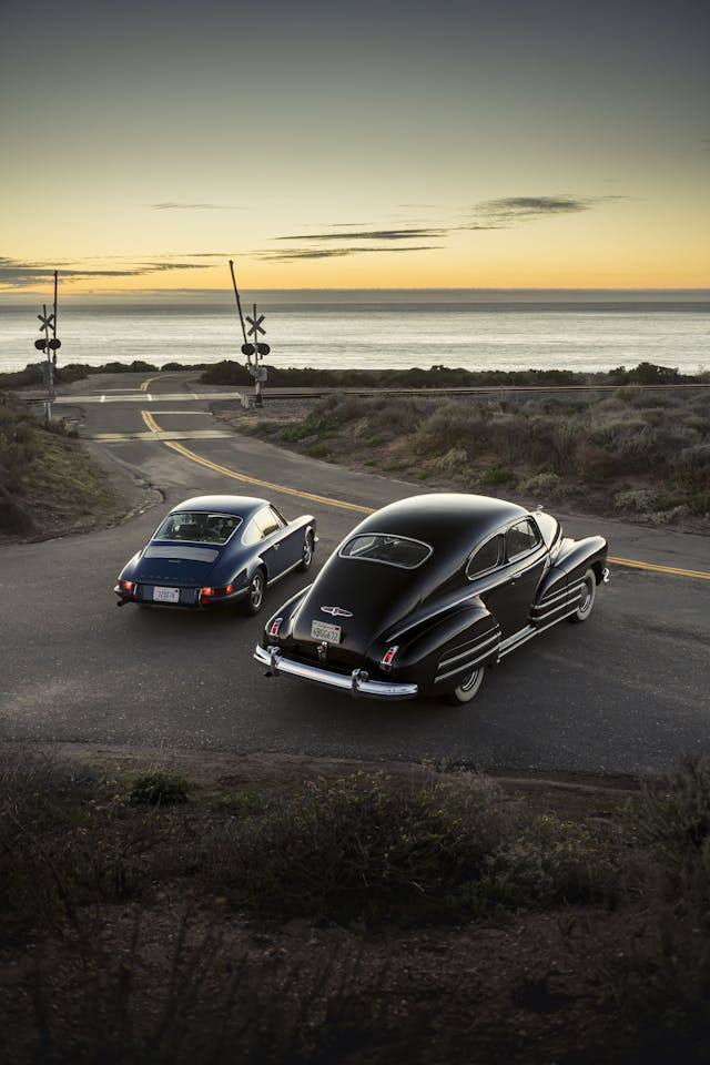 1946 Buick Special and 1970 Porsche 911 sunset