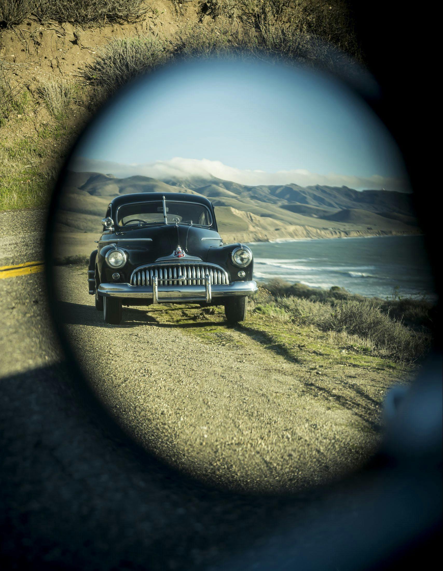 1946 Buick Special in rearview mirror