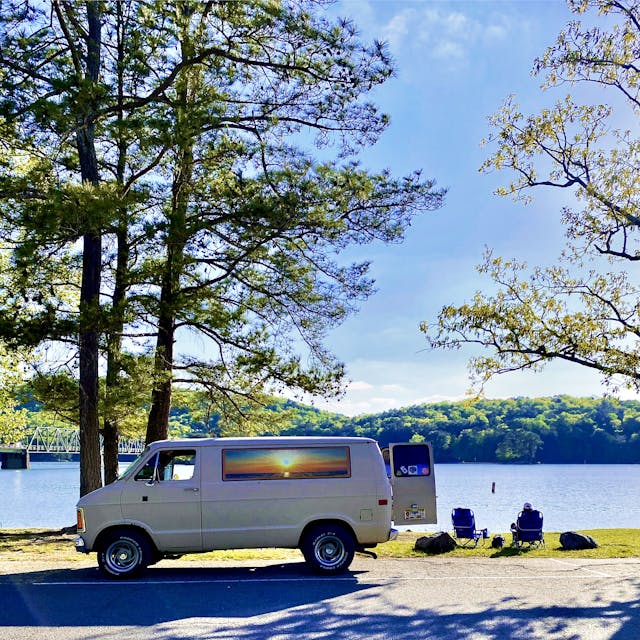 Vintage Van side profile lakeside park