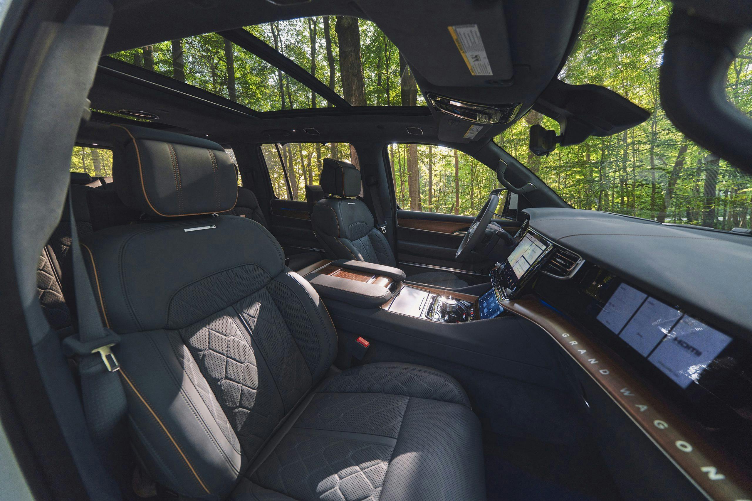 2022 Grand Wagoneer woodsy blue agave interior