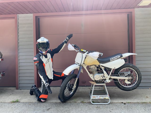 in full gear with minimoto xr100