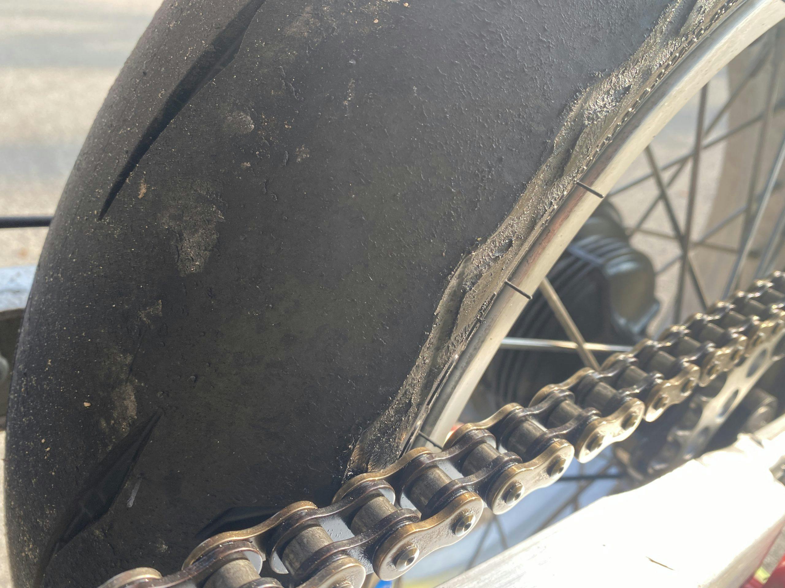 motorbike tire split