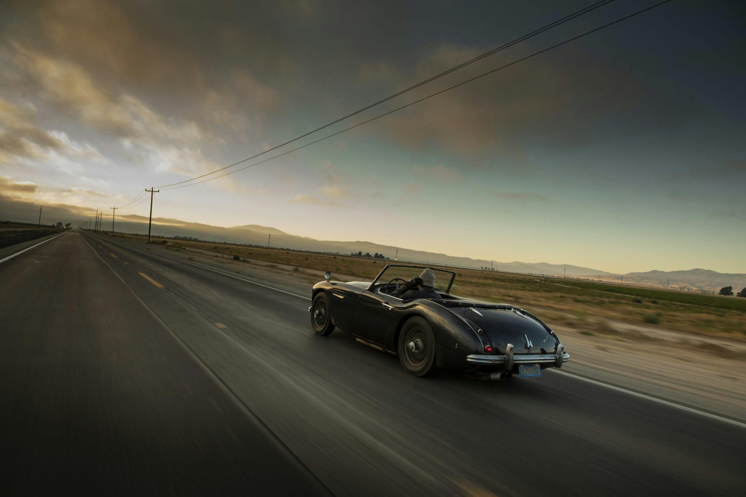 Austin-Healey dawn rear three-quarter action