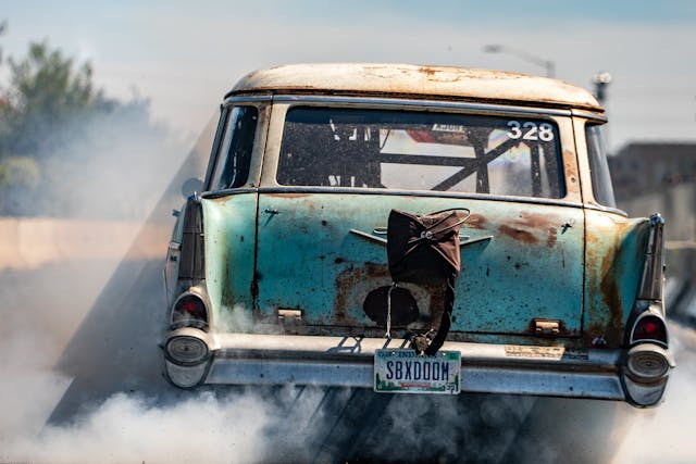 Roadkill Nights 2021 shitbox of doom tom bailey burnout