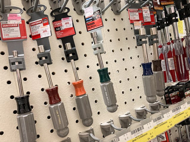 Nut Driver tool wall hardware store