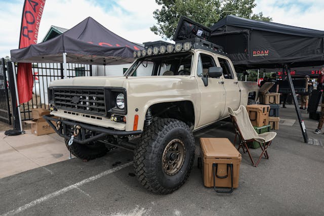 Chevy K30 modified with roof tent