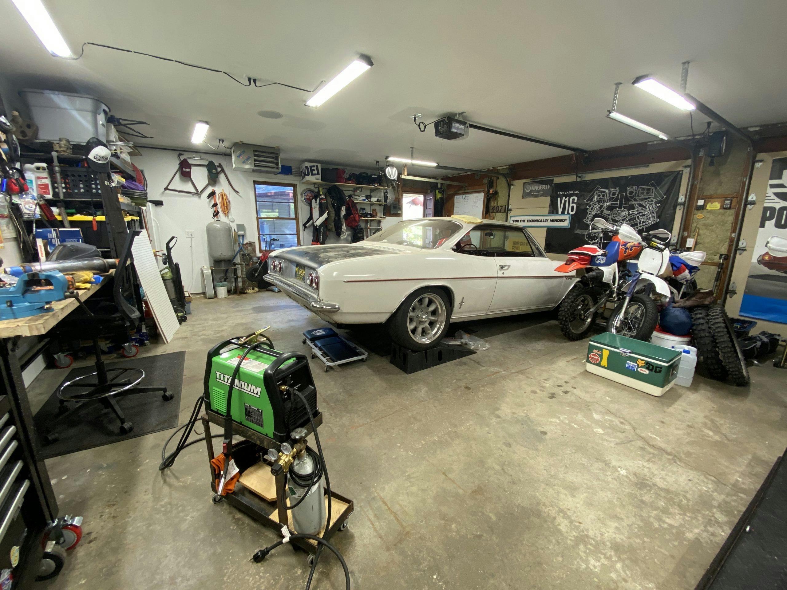 Corvair in garage