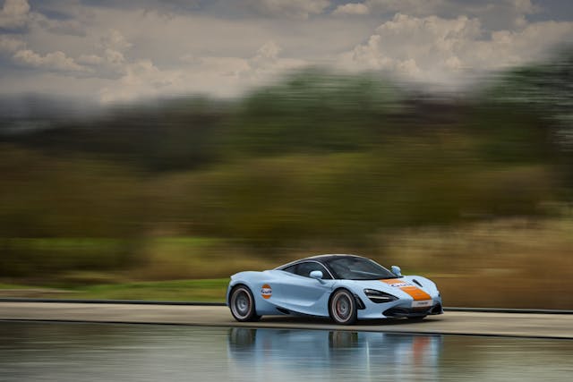 Gulf McLaren 720S photographed at McLaren Technology Centre- Woking UK - March 2021