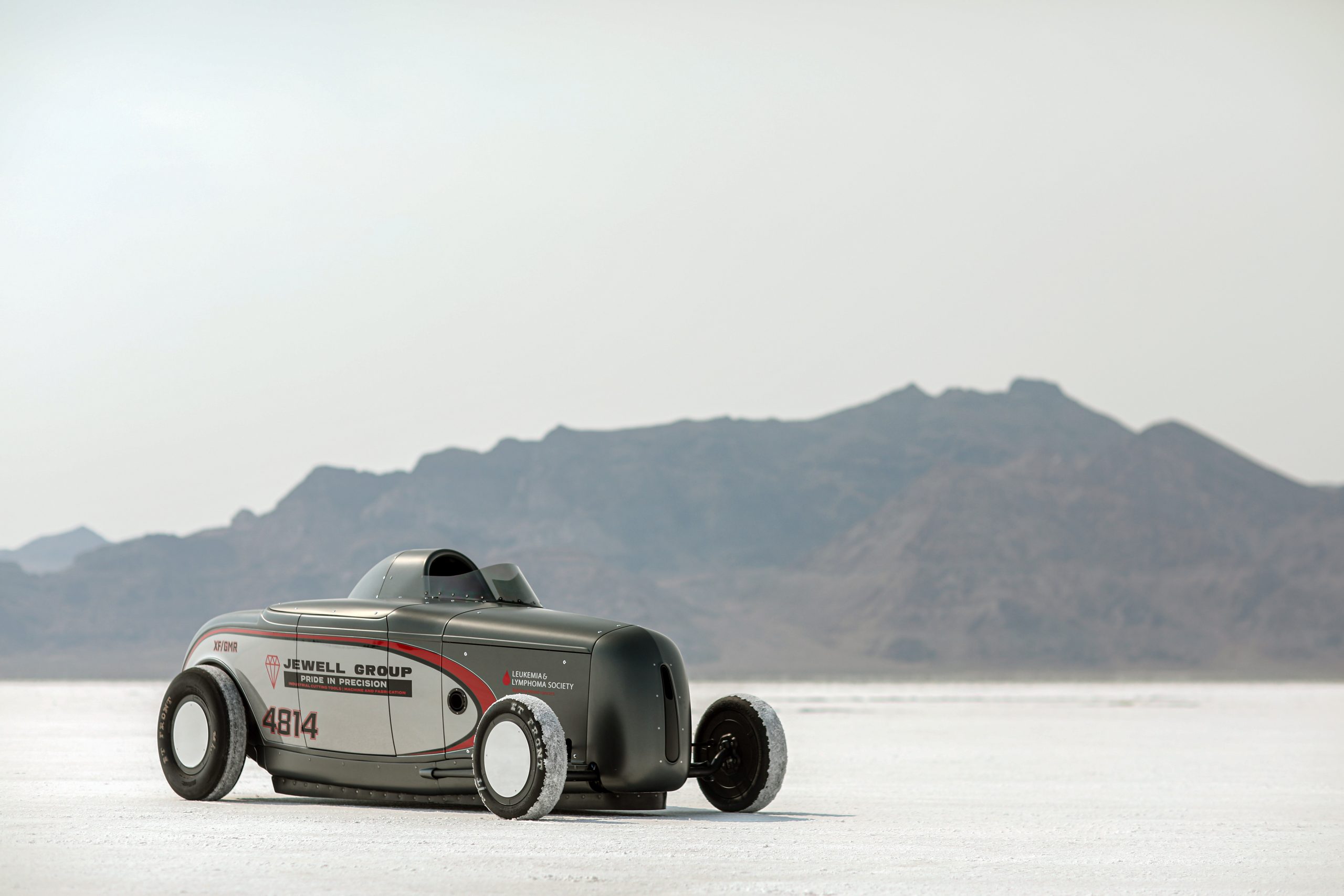 A seriously mean flathead V-8 powers this Bonneville record holder