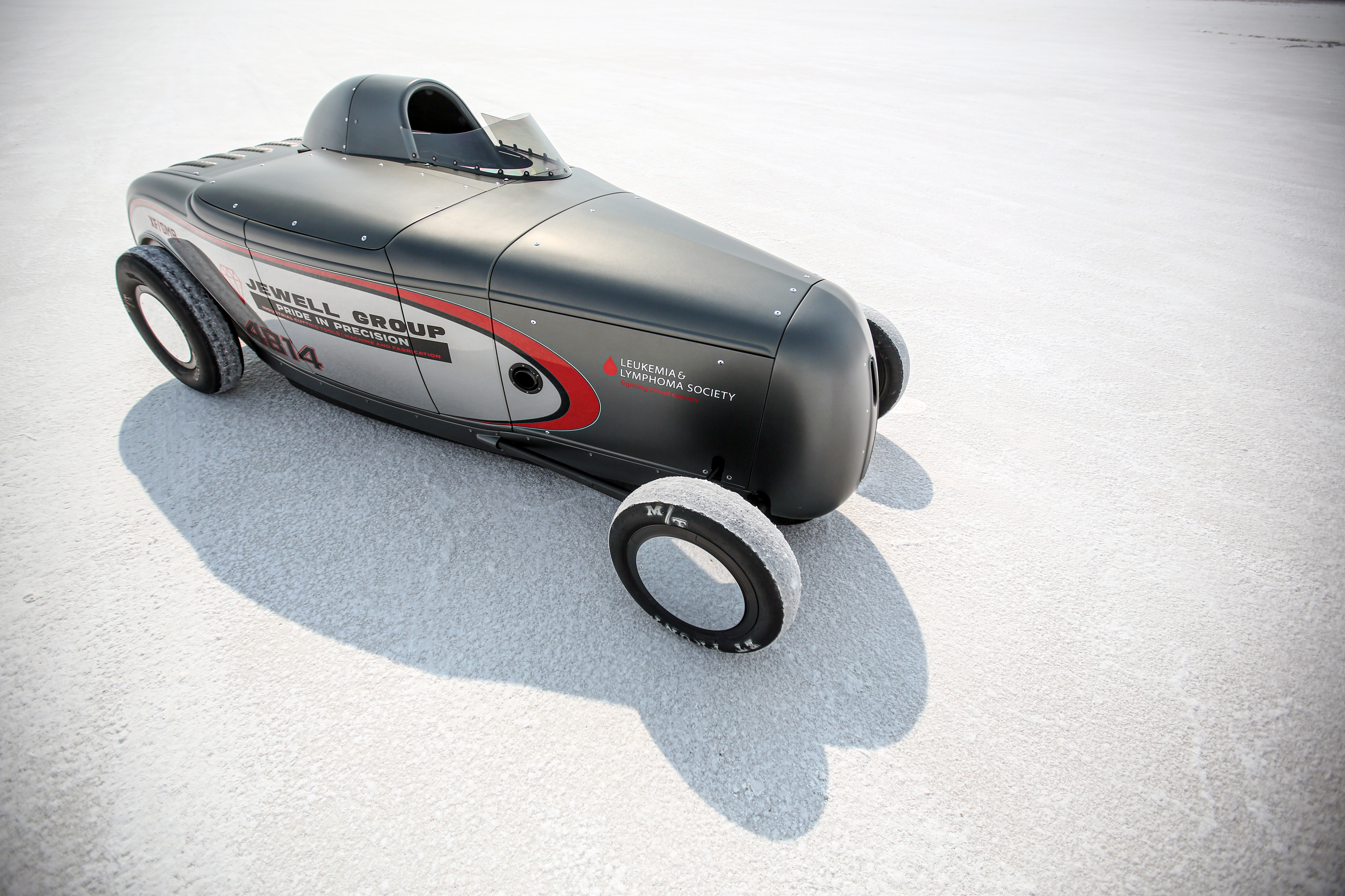 A seriously mean flathead V-8 powers this Bonneville record holder