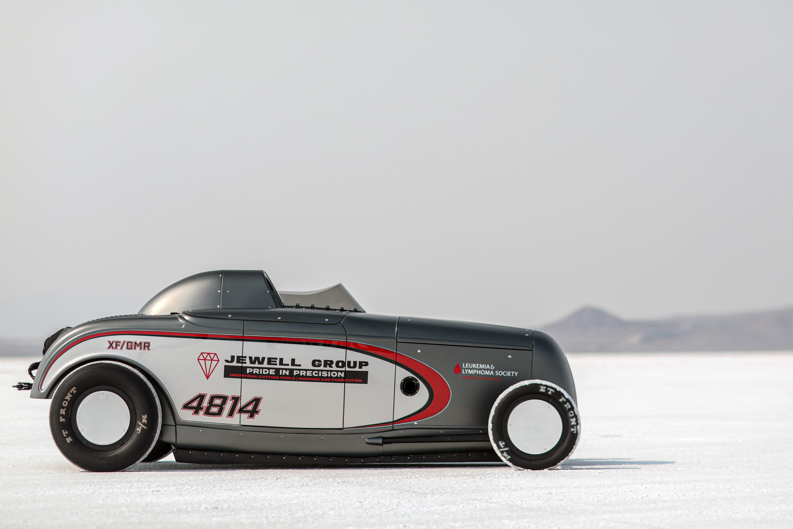 A seriously mean flathead V-8 powers this Bonneville record holder