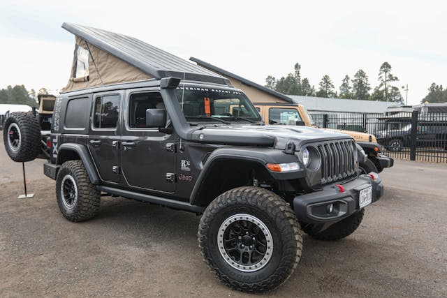 Jeep with pop-up tent conversion