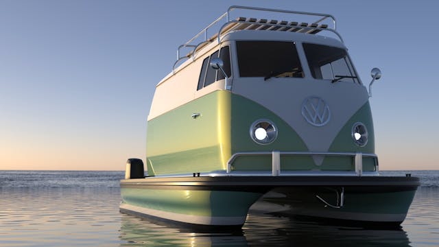 VW Bus pontoon boat front