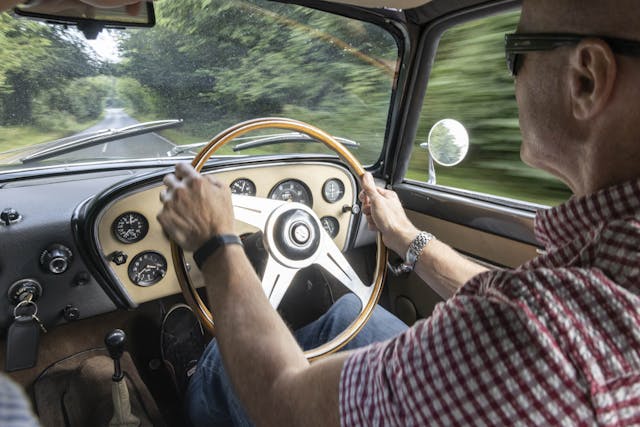 Zagato-bodied Bristol 406 interior driving action