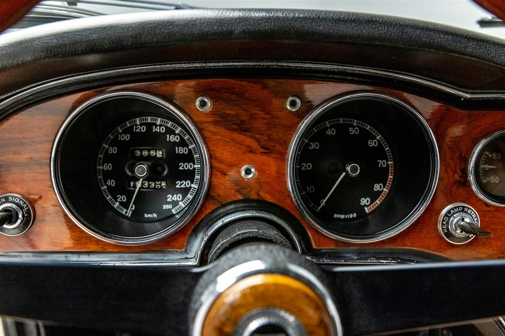 1968 Toyota 2000GT wood grained dash gauges