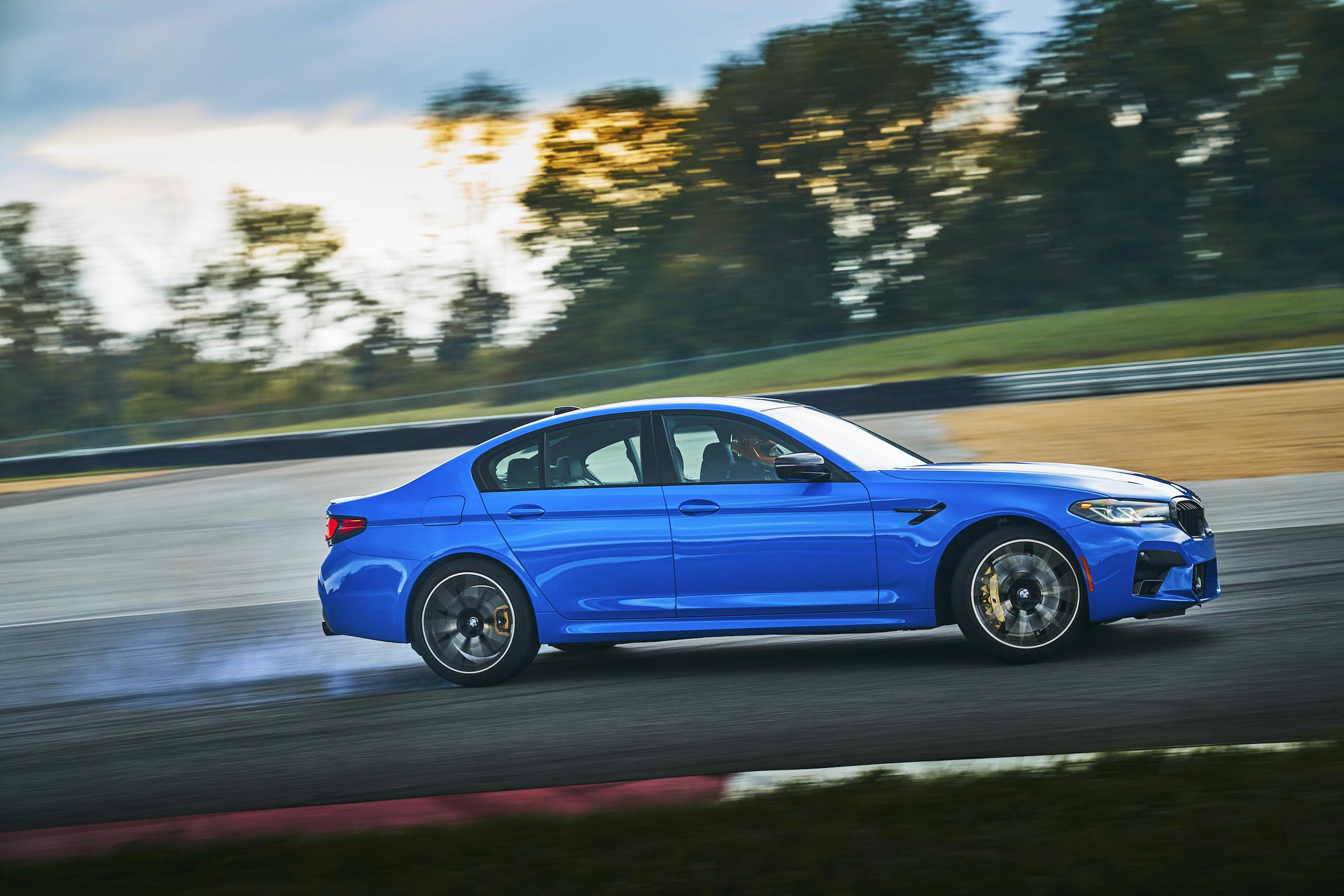 2021 BMW M5 Competition side profile track action close