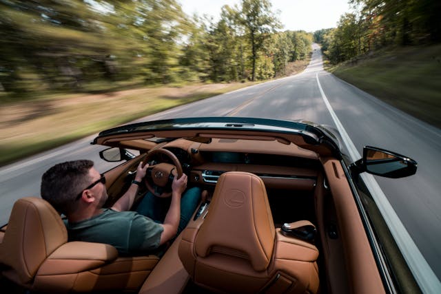 2021 Lexus LC 500 Convertible high driving rear view