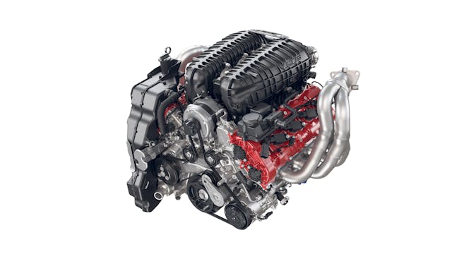 5.5-Liter LT6 V-8 engine front three quarter