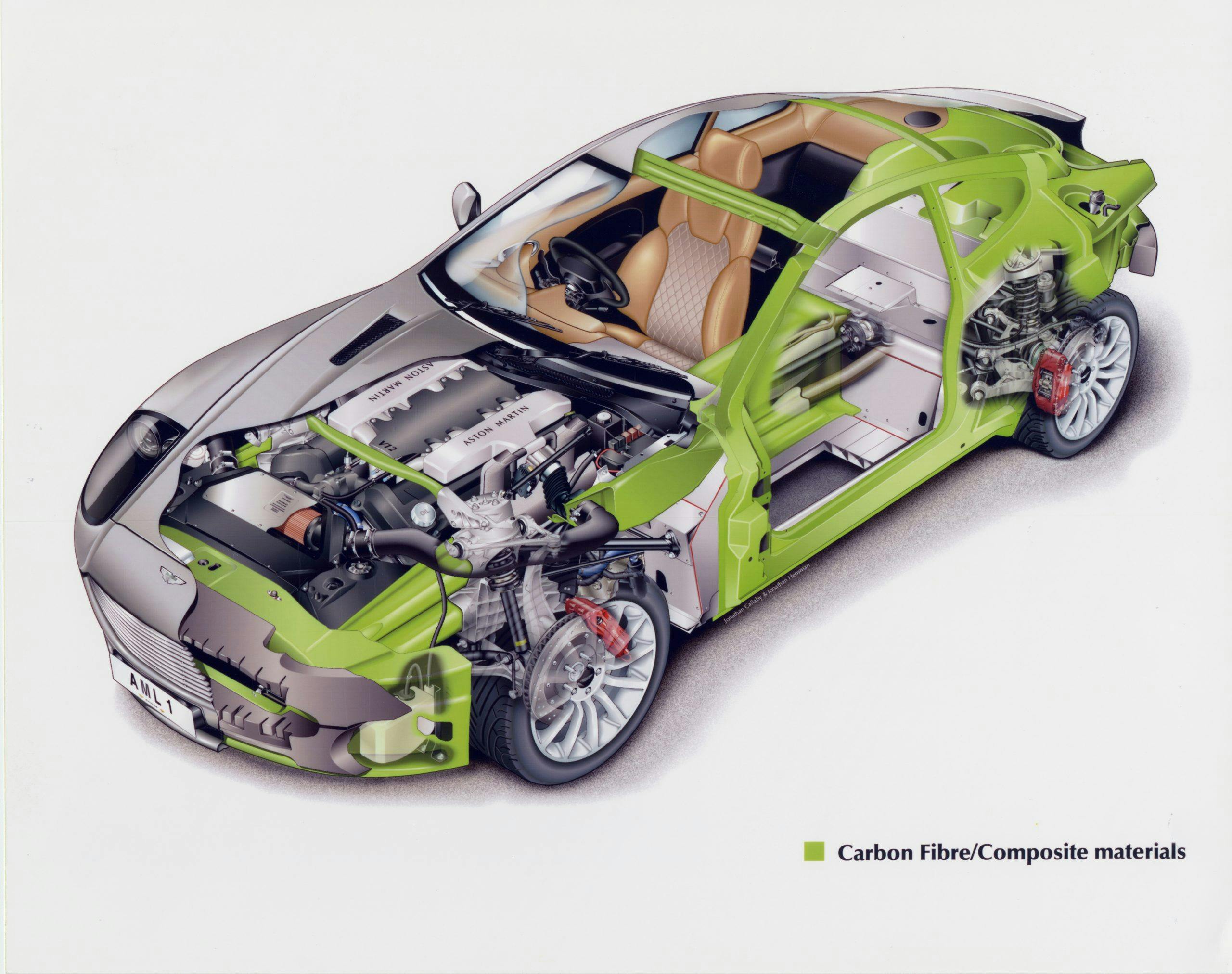 Aston Martin Vanquish S composite material cutaway
