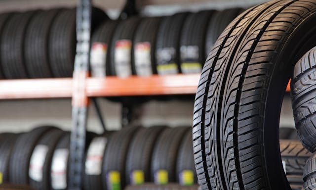 New Tires in garage on racks