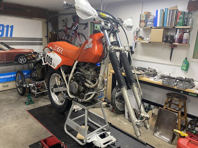 XR250 with front end ready to pull