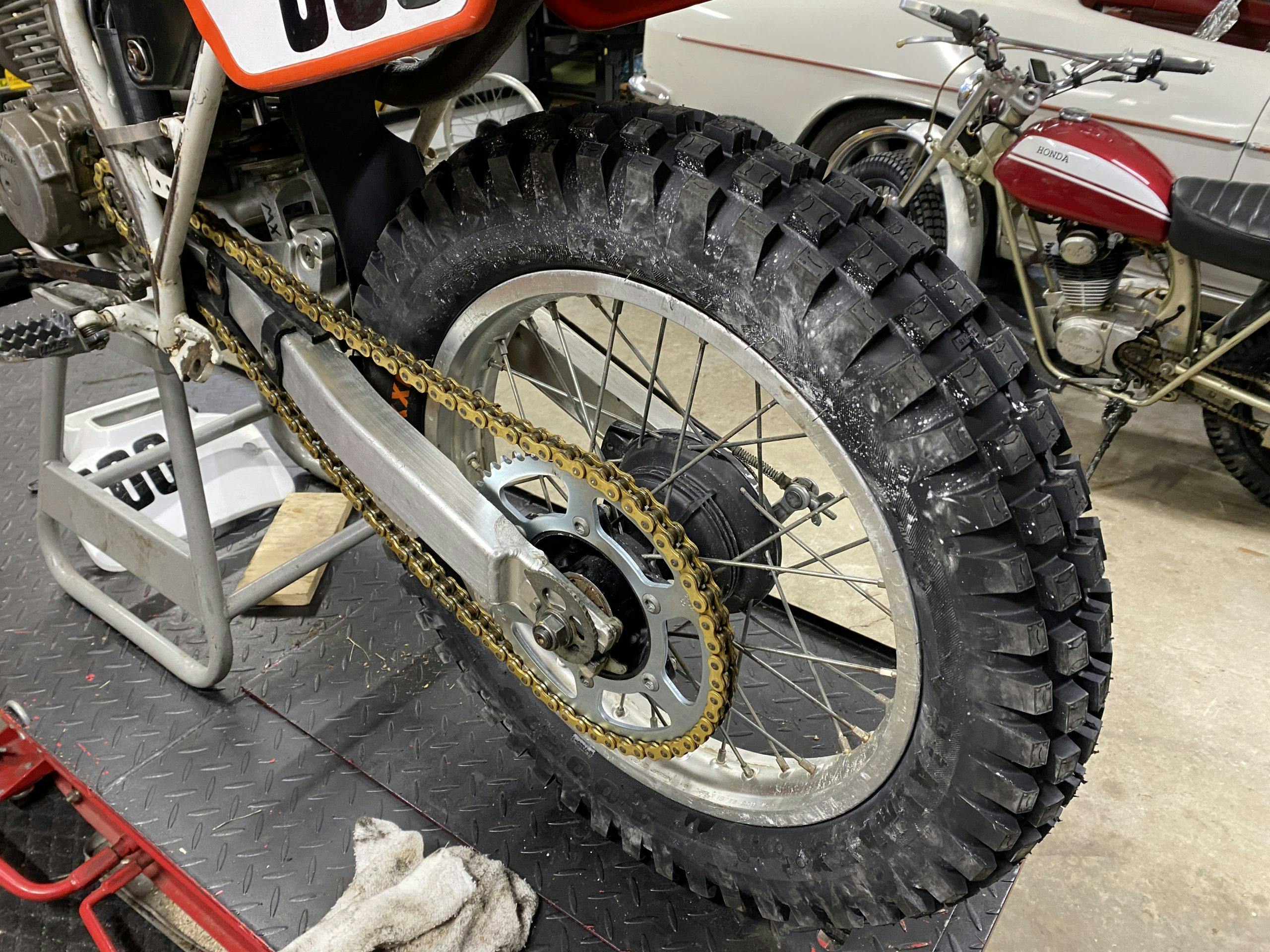 trials tire installed on XR250