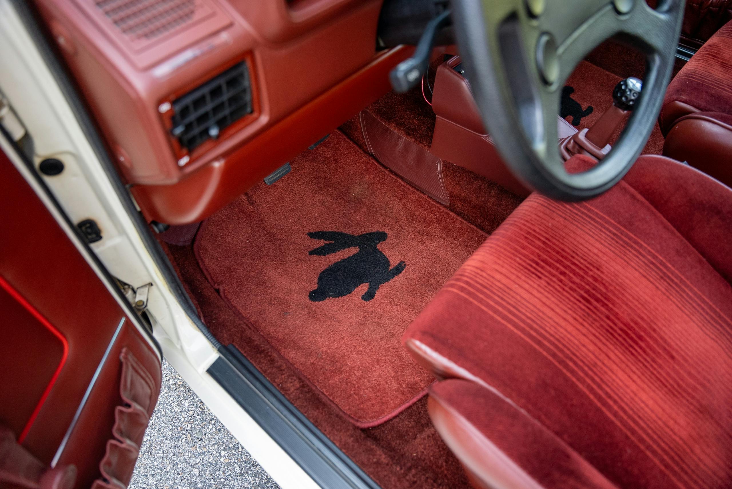 1983 Volkswagen Rabbit GTI Callaway hot hatch interior rabbit mat