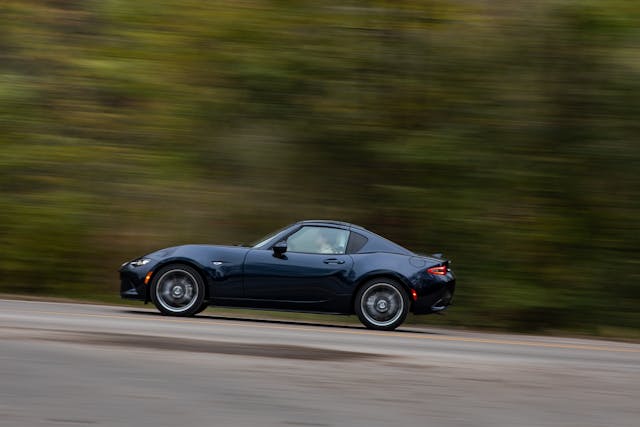 MX-5 ND Miata side profile dynamic driving action