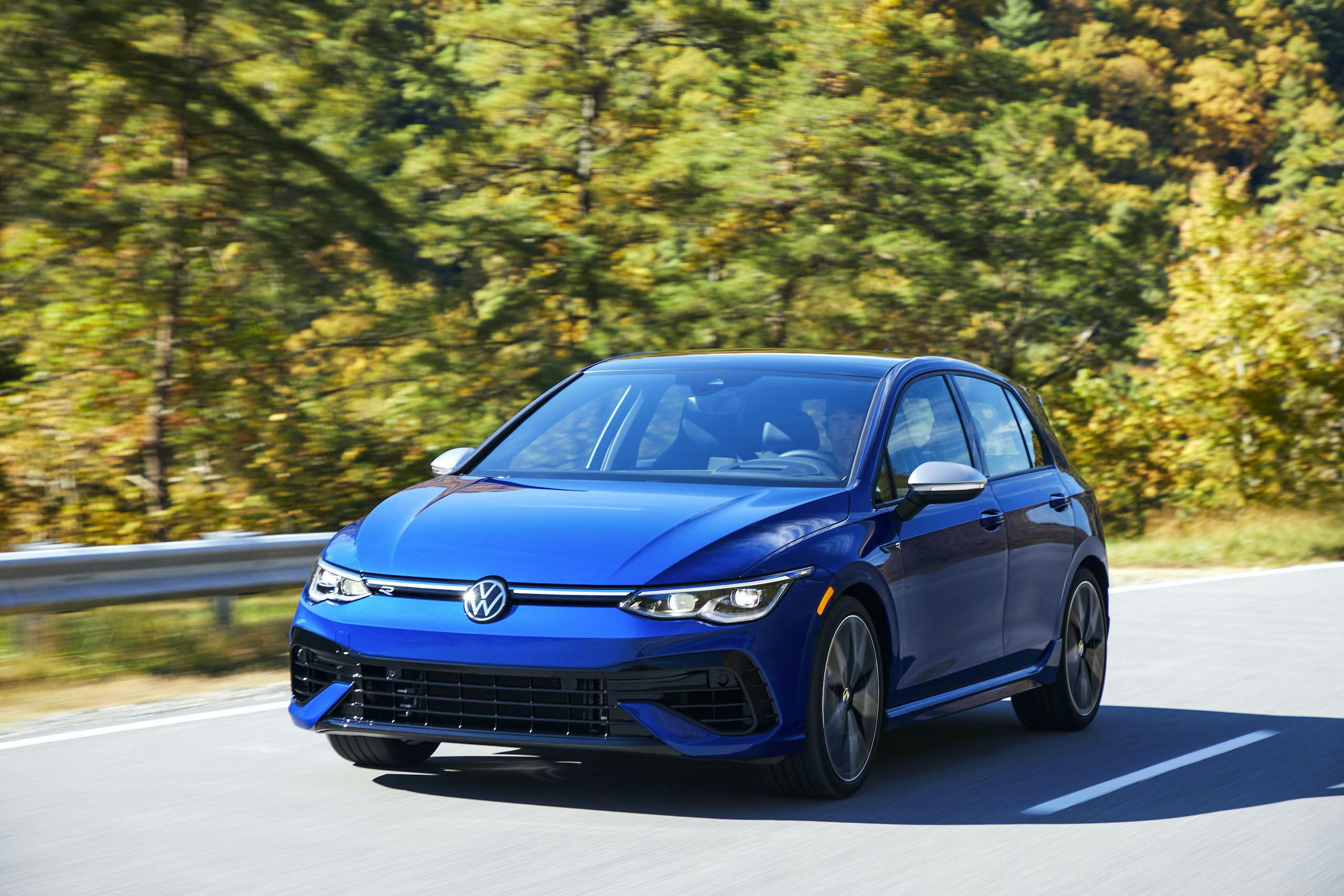 2022 VW Golf R front three-quarter driving action
