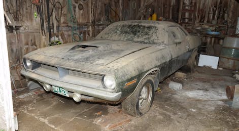 AAR Cuda barn find front three-quarter