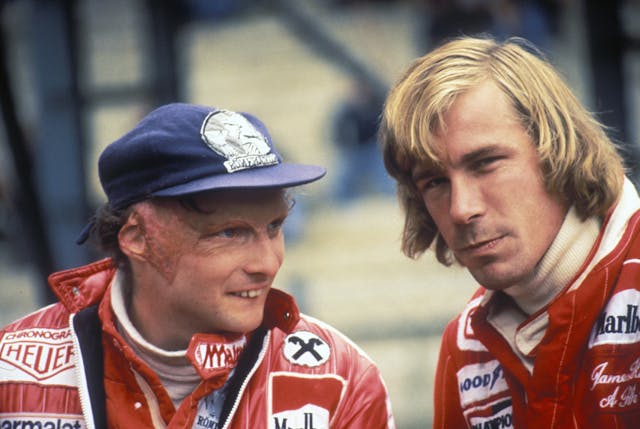 Niki Lauda and James Hunt at 1977 Grand Prix of Belgium