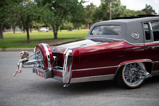 Houston slab car red Cadillac rear back end Houston slab car red Cadillac rear back end