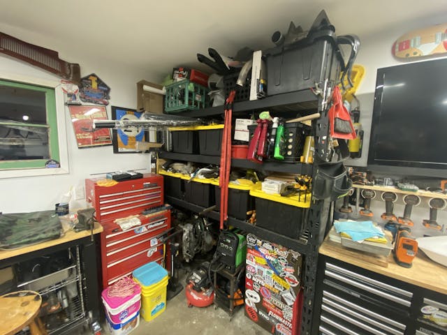 Kyle's garage corner shelf