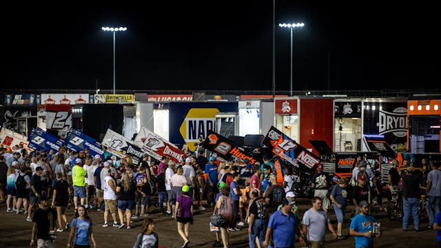 Knoxville Raceway dirt track racing teams and trucks