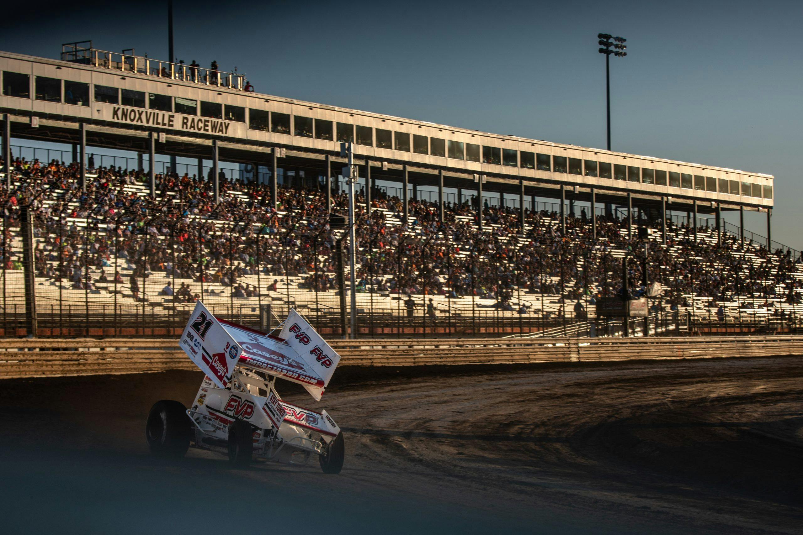 Knoxville Raceway dirt track racing action 21
