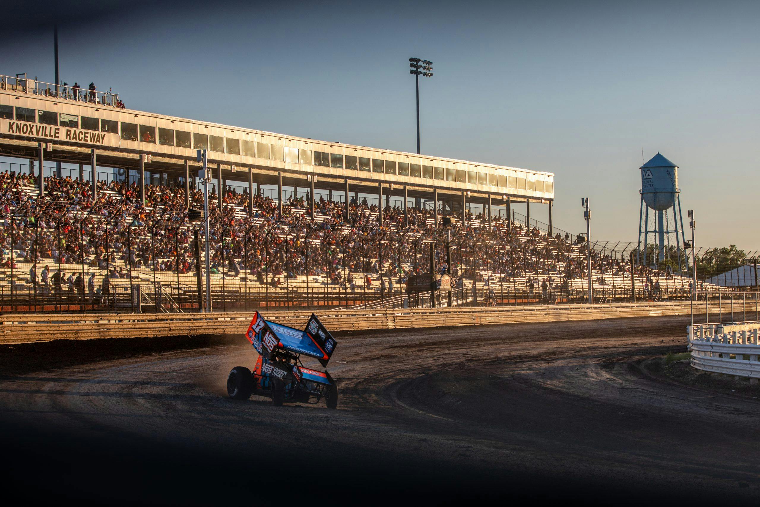 Knoxville Raceway dirt track racing grandstands action