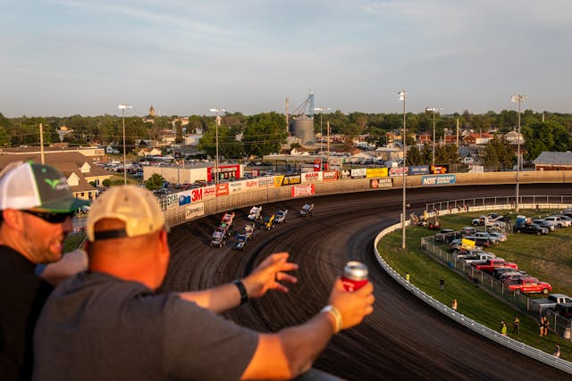 Knoxville Raceway dirt track racing fans and the field
