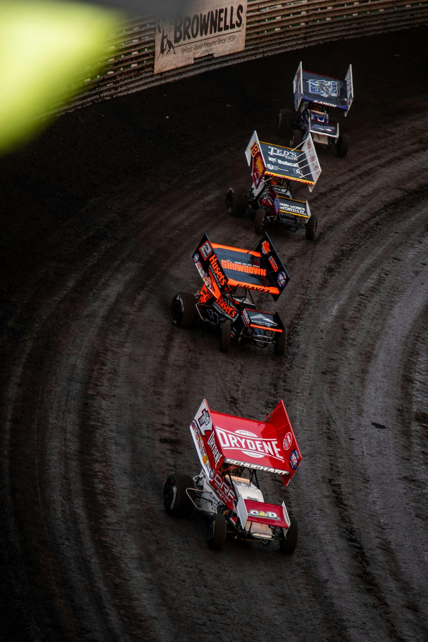 Knoxville Raceway dirt track racing action vertical