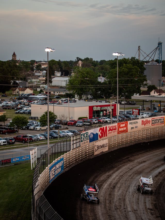 Knoxville Raceway dirt track racing track to lot vertical